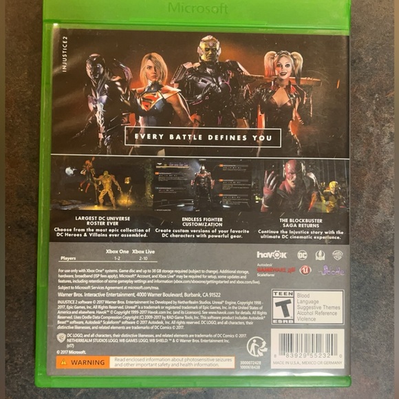 Injustice 2 Microsoft Xbox One Video Game Like New Condition with Manual - Picture 2 of 3